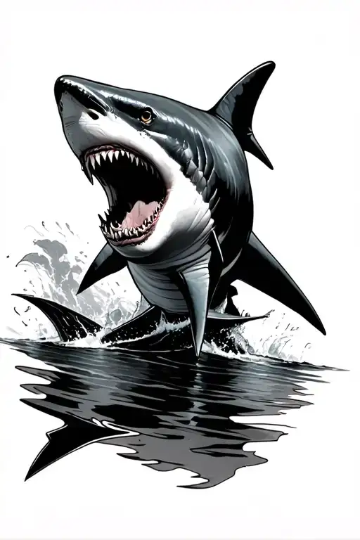 Angry Great White Shark About To Attack