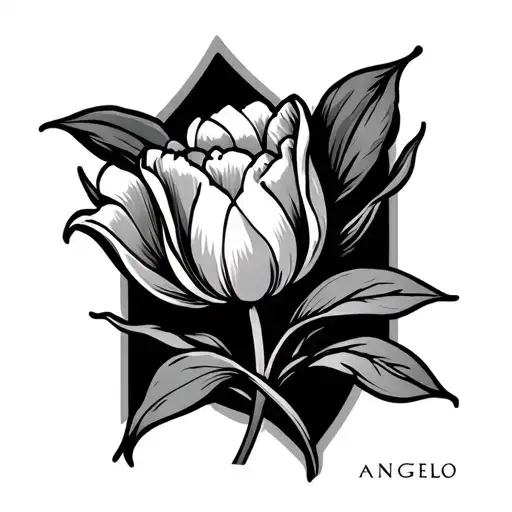 Tulip Tattoo With The Name Angelo
