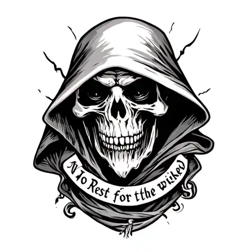 Grim Reaper With Words No Rest For The Wicked Neck