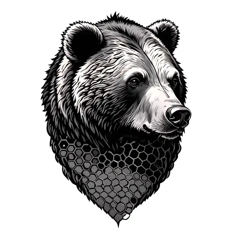 Bear With Honey Comb Design