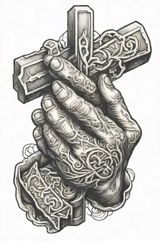 Praying Hands With A Cross
