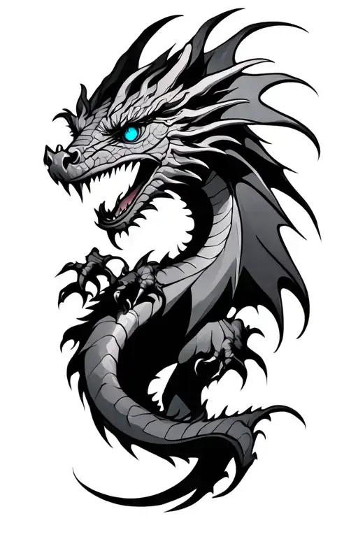 Stroke Line Dragon With Blue Eyes