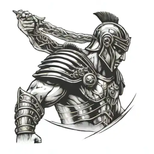 Gladiator Looking In Mirror Reflecting