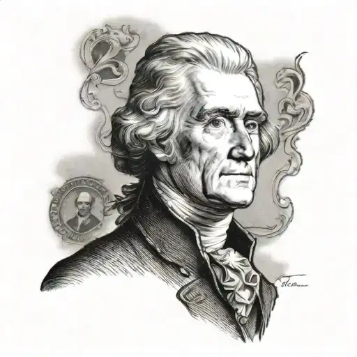 Thomas Jefferson With Slaves And Declaration Of Independence