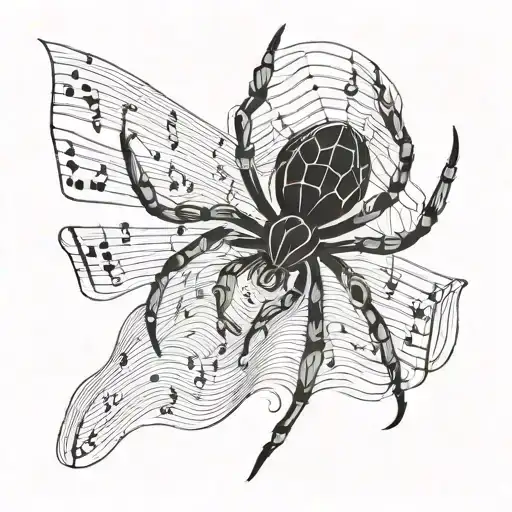 Broken Line Of Sheet Music With Spider In Webs