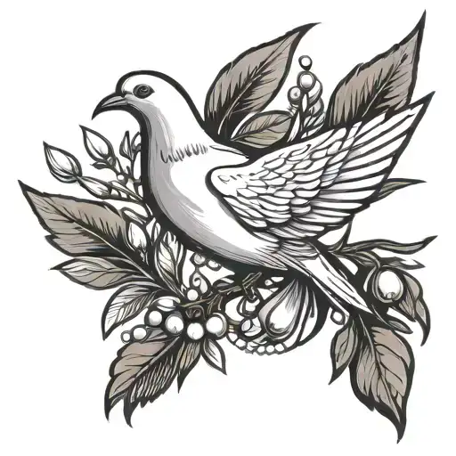 Dove With Olive Branch And Pearls