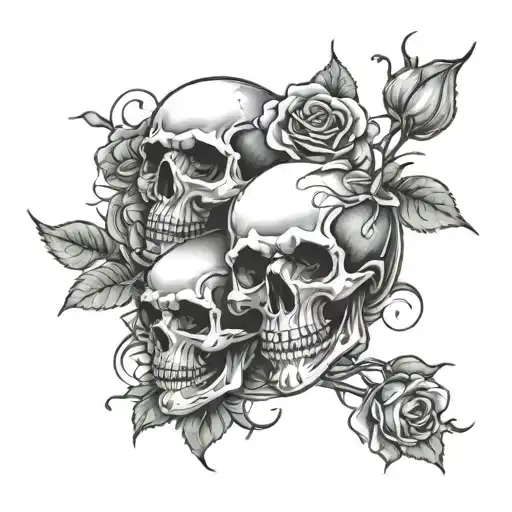 Skulls And Roses Intertwined