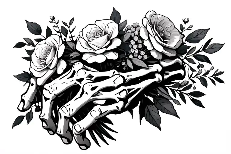 Skeleton Hand Holding A Bouquet