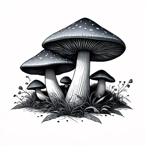 Mushrooms Geometric Design Incorporating