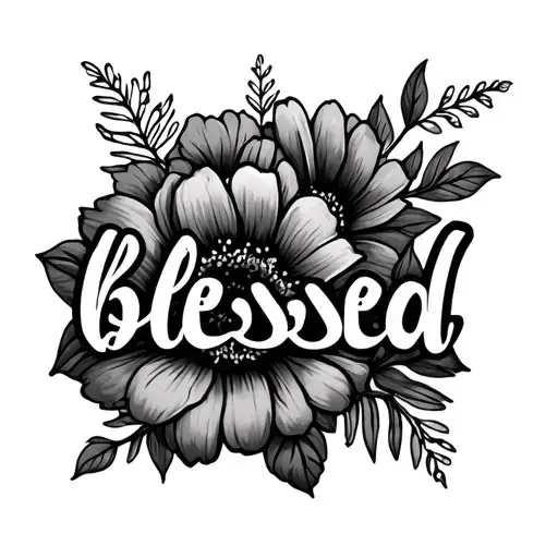 Flowers With The Word Blessed
