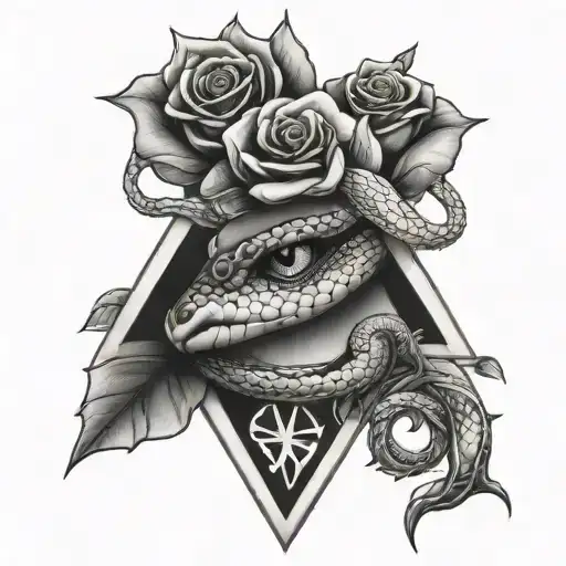Rose And Snake And Triangle In Eye
