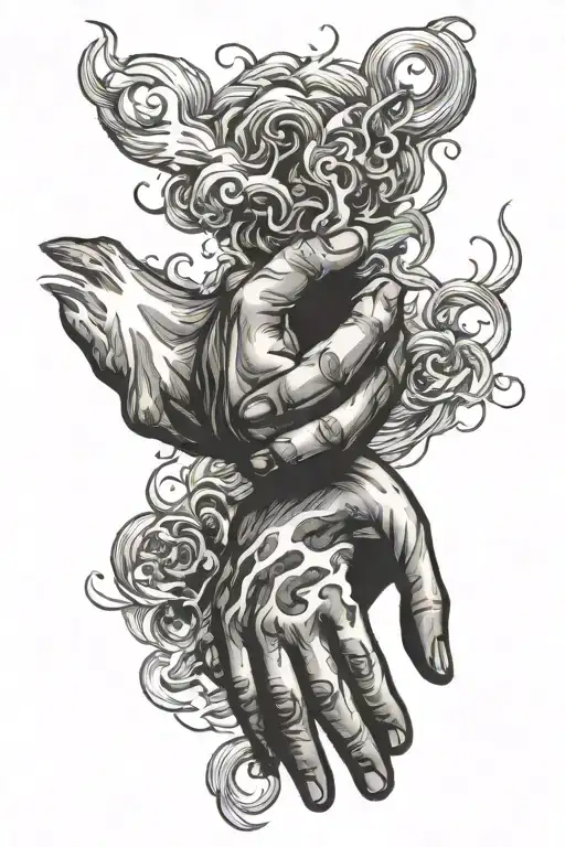 Two Smokey Hands Reaching To Grasp Each Other