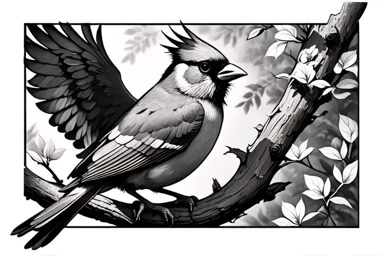 Flying Cardinal Viewed From Above