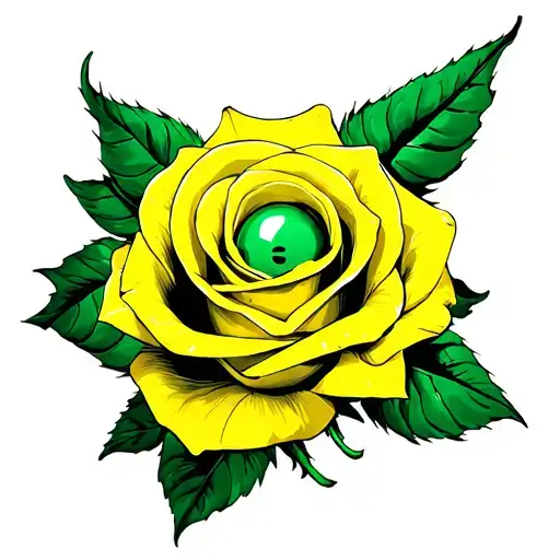 Yellow Rose With Green Bingo Ball G55