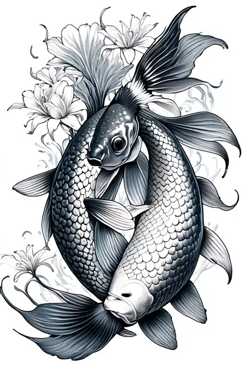 Lycoris With 2 Carp Koi