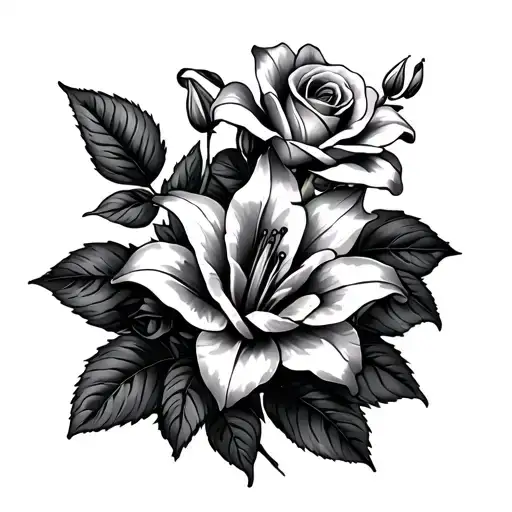 Lillies And Roses Mixed