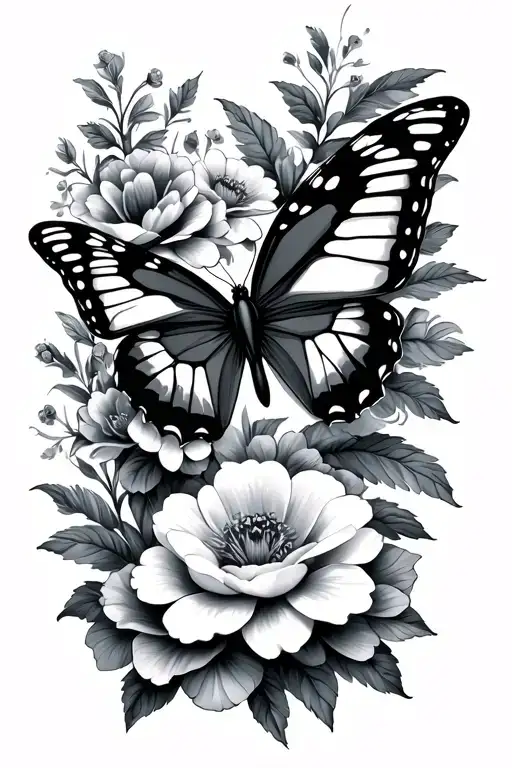 Butterfly And Flowers