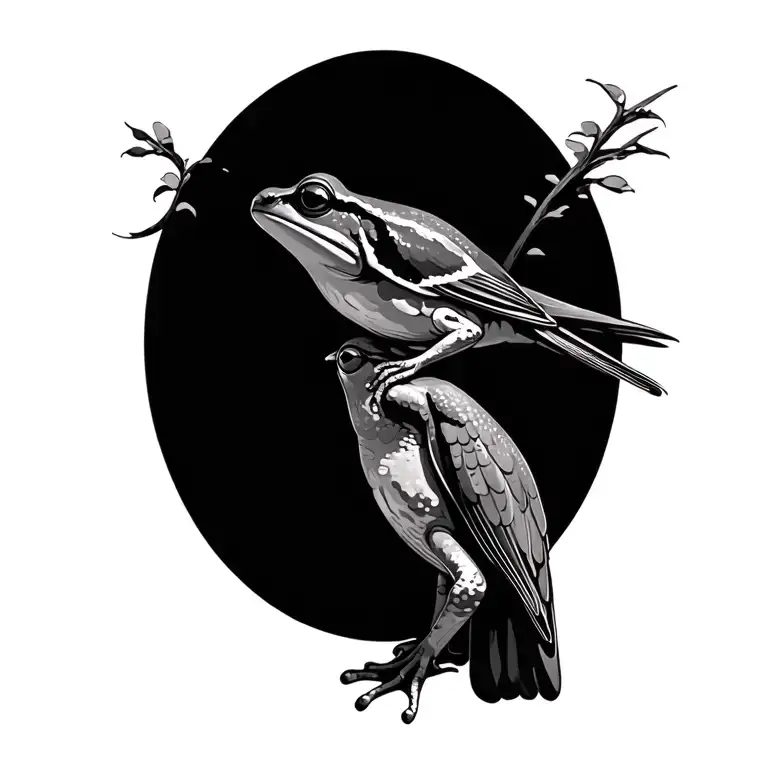 Artful Frog And Swallow Bird