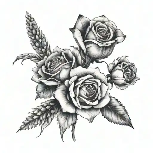 Rose And Tulip And Lavender Boquet