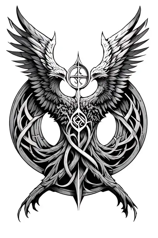 Norse Yggdrasil With Valkyrie Symbol