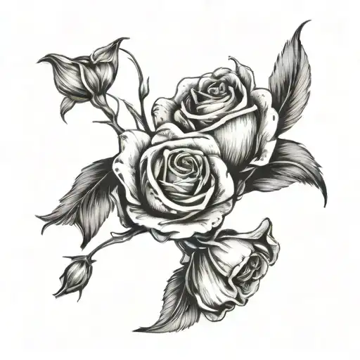 Rose And Tulip And Lavender Boquet Tied Together With A Bow