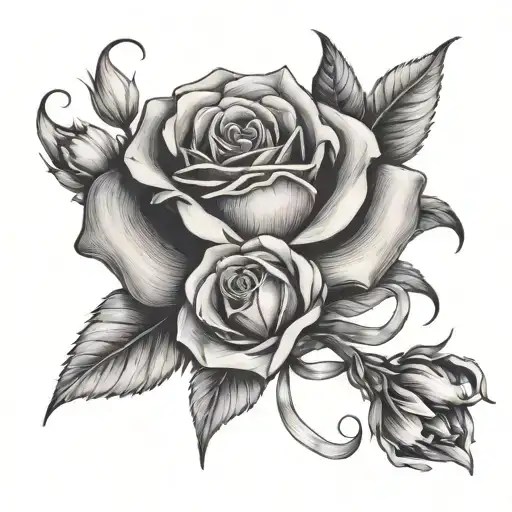 Rose And Tulip And Lavender With Stem Boquet Tied Together With A Bow