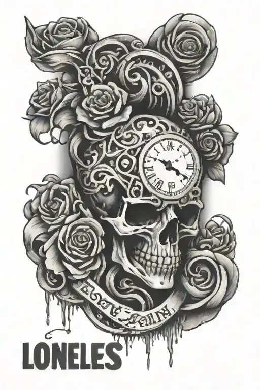 A Tattoo Design With Word Loneliness Pain