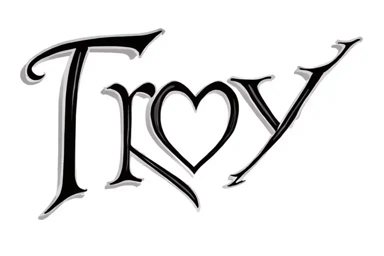 The Name Troy With A Heart On The Y