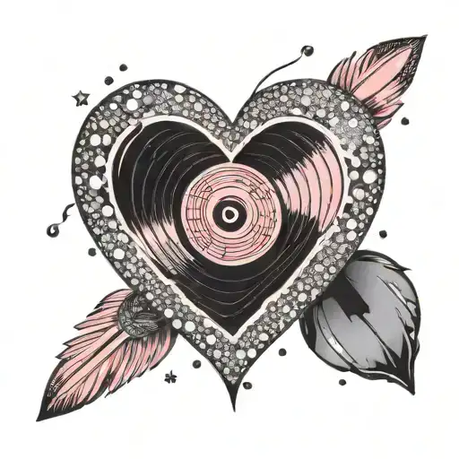 Pink Heart Shaped Vinyl Record Surrounded By Sparkles