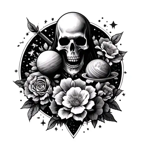 Death Reaper Flowers Warrior Strength Family Peace Art Stars Planets