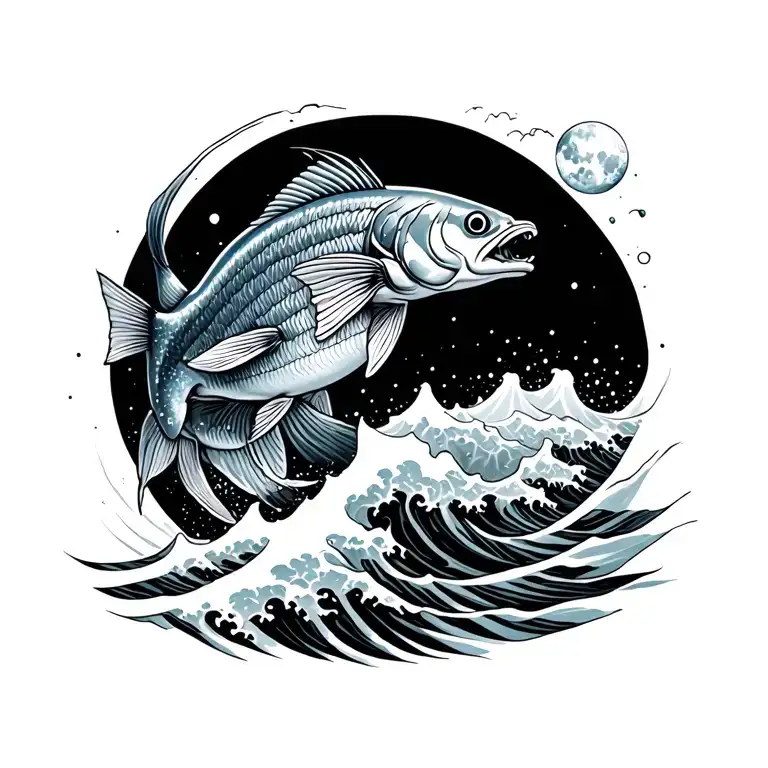 Moon Wave Fish Jumping