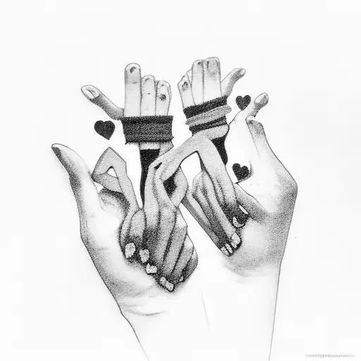 A Black And Grey Portrait Of A Couple Holding Hands