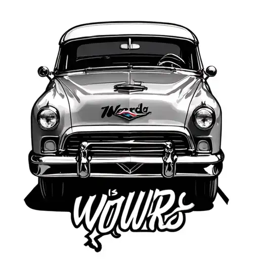 World Is Yours Text With Classic Car On Highway