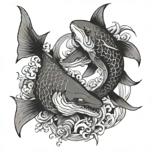 Shark Yin And Yang Koi Fish