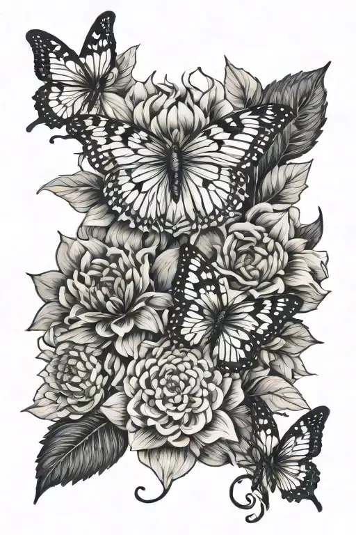 Dahlias Butterflies Snakes Intertwined