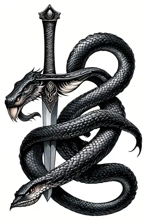 Snake Wrapping A Curved Sword