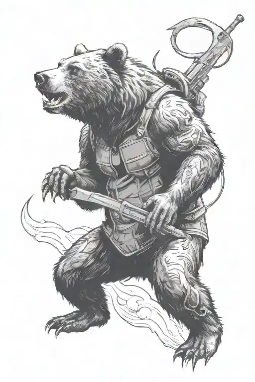 Bear Attacking Towards The Forearm Coming At You Scary