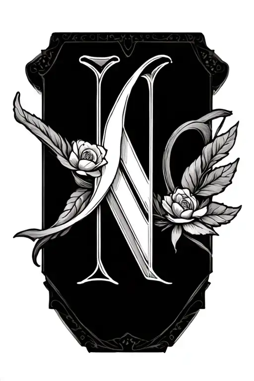 V And N Letter Together