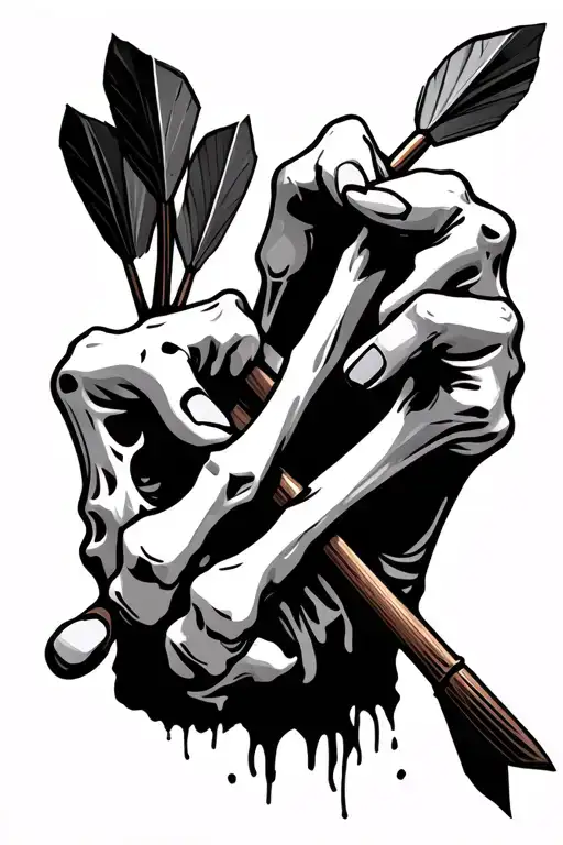 Bone Hand Holding Three Darts