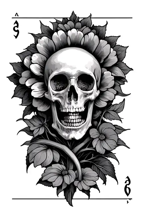 Death Tarot Card Flower Surrounded