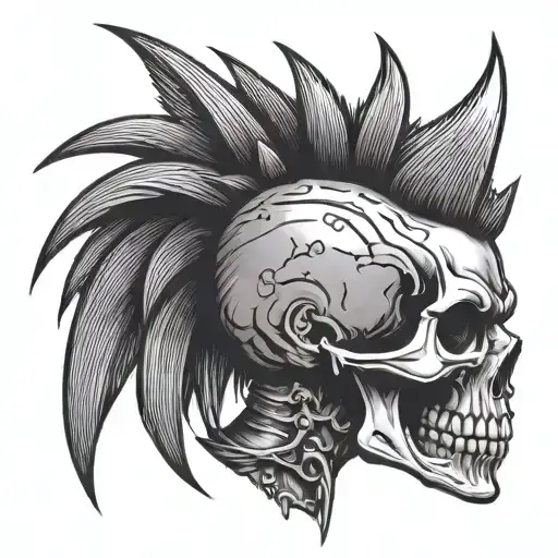 Punk Skull With Mohawk Hairstyle