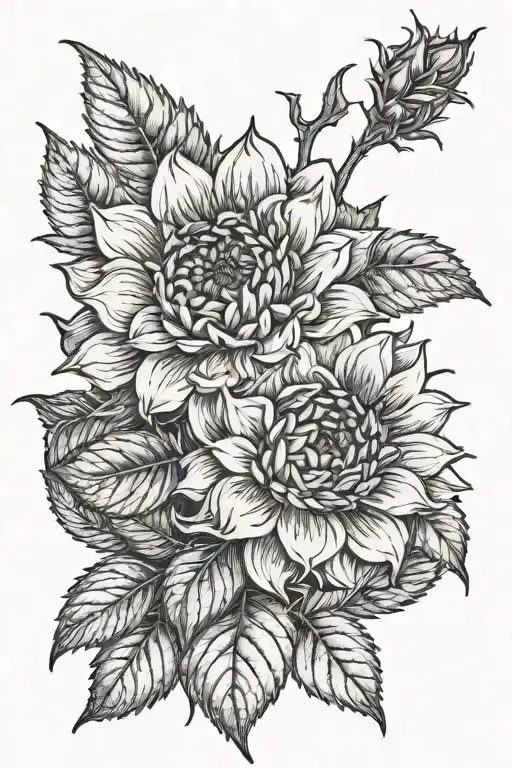 Realistic Rose And Sunflower