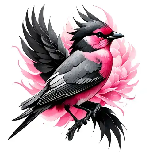 Bird And Pink With Wind