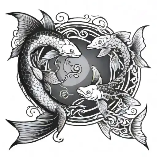 Koi Fish And Shark Yin Yang Symbol Made