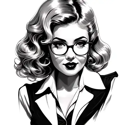 Pinup Teacher With Blonde Hair And Glasses