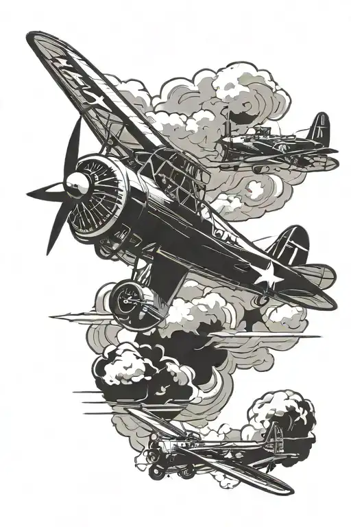 Silhouette Of A World War 2 Airplane Flying