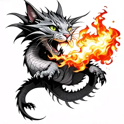 Cat Breathing Fire Breathing Dragon