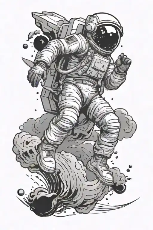 Falling Astronaut Floating In Space