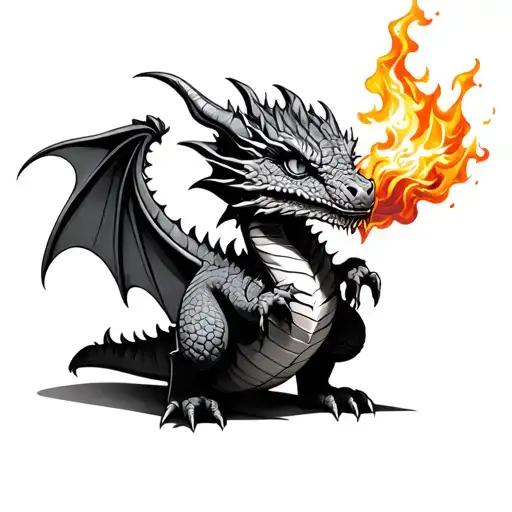 Baby Dragon Breathing Fire