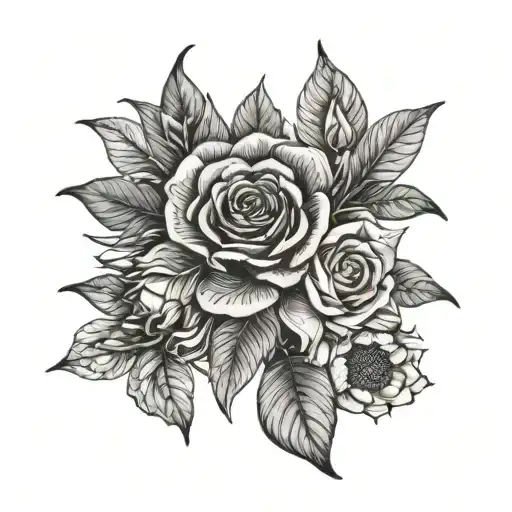 Minimalist Fine Line Bouquet Rose Lily Sunflower Made